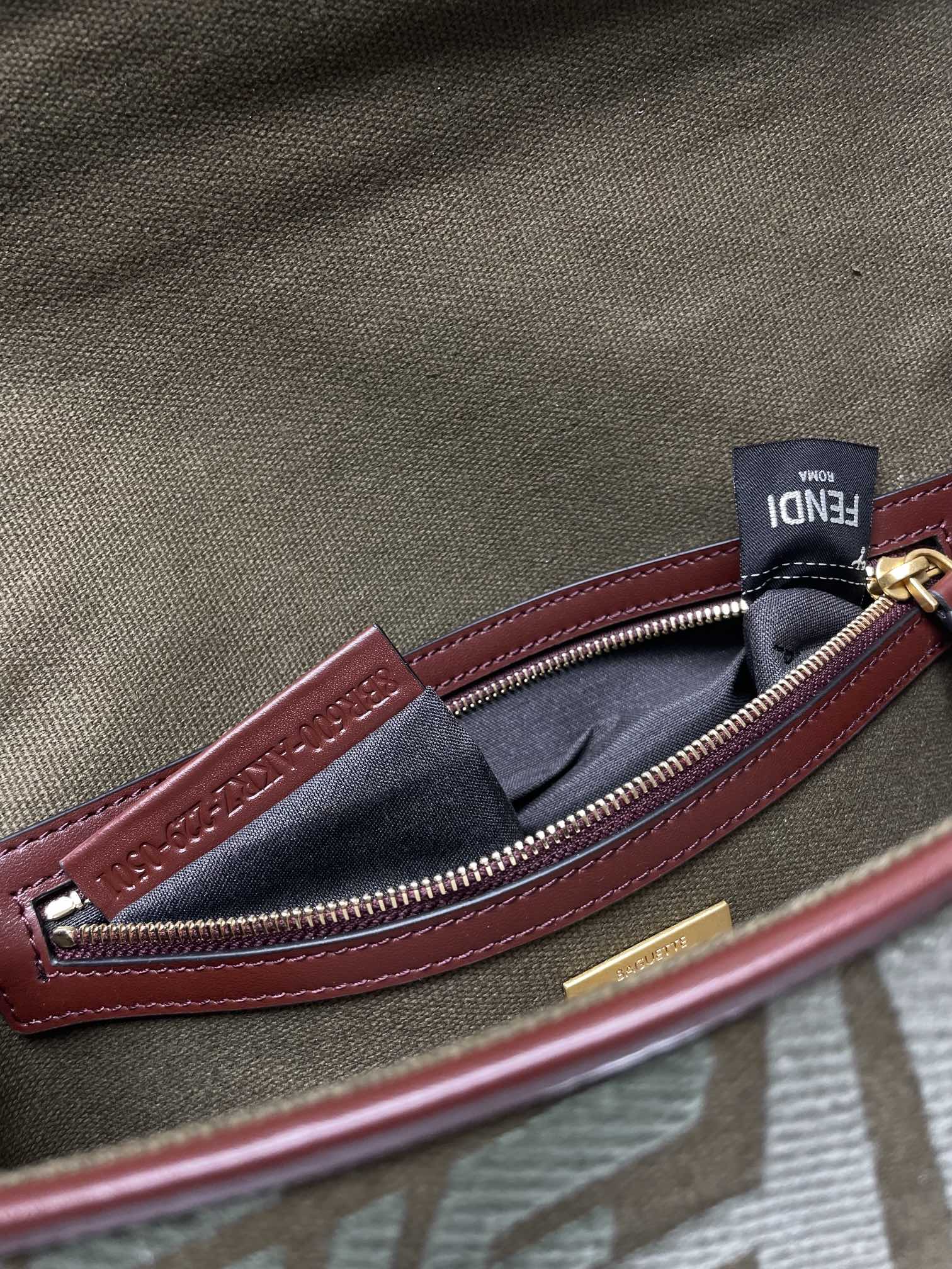 Fend Baguette 27 Bag Embroidered Green Canvas Ghw mysite