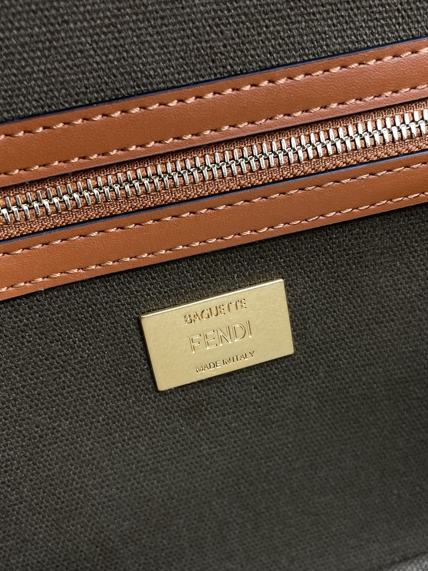 Fend Baguette Green Canvas Bag 27 with FF Embroidery Ghw mysite