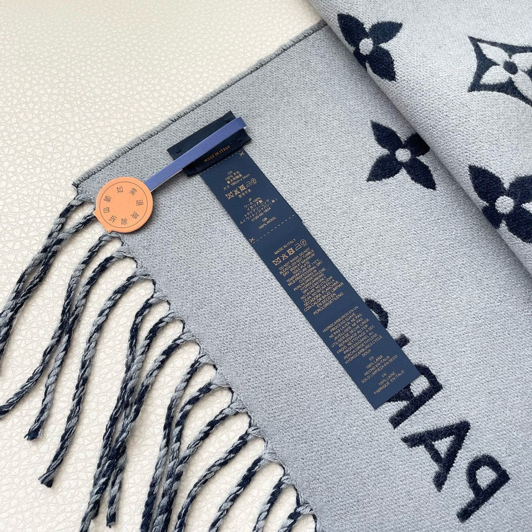 ESSENTIAL SCARF 186 CM IN NAVY BLUE WOOL 390997 mysite