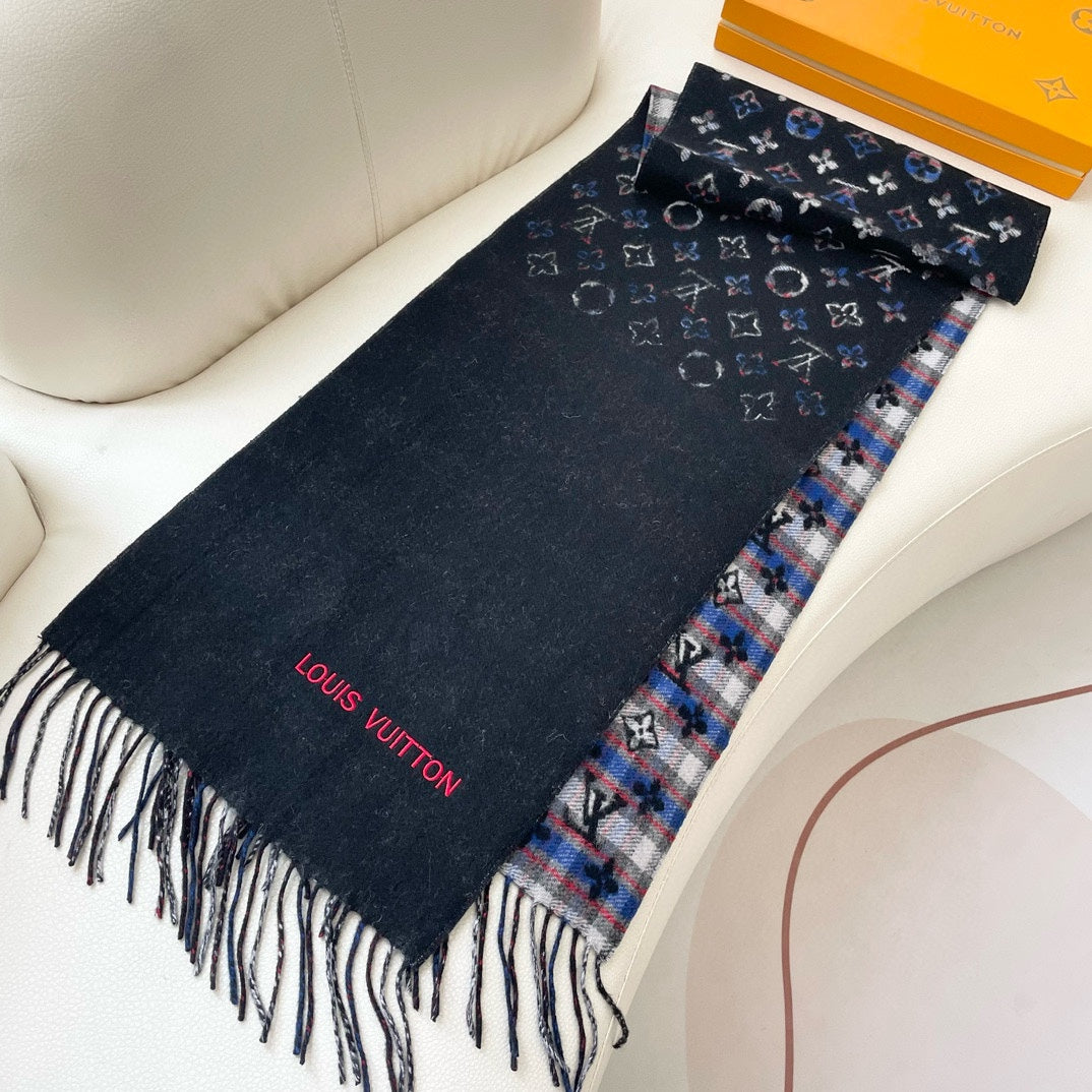 MONOGRAM GRADIENT TARTAN CITY SCARF 180 CM IN COLORFUL CASHMERE 391000 mysite