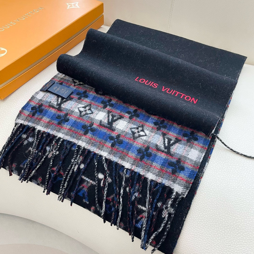 MONOGRAM GRADIENT TARTAN CITY SCARF 180 CM IN COLORFUL CASHMERE 391000 mysite