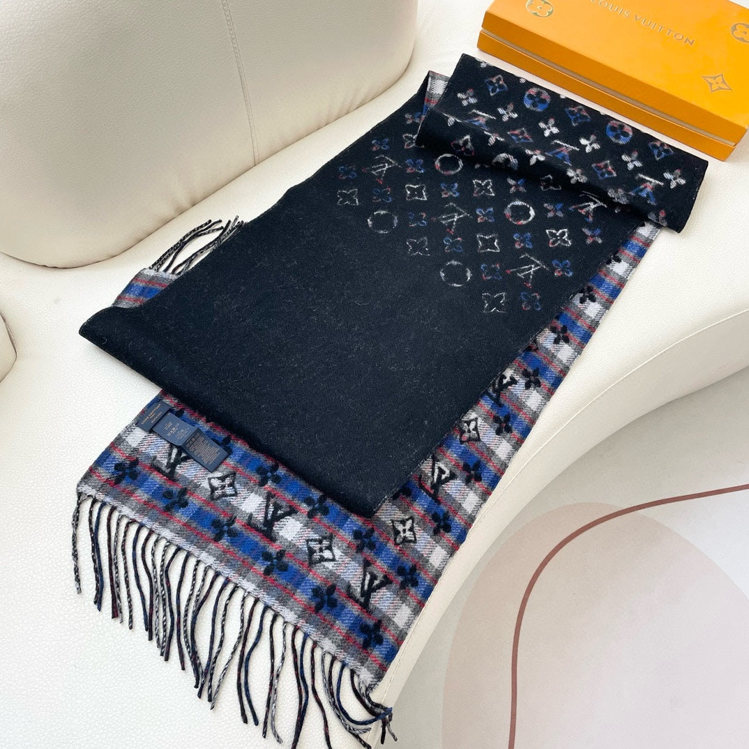 MONOGRAM GRADIENT TARTAN CITY SCARF 180 CM IN COLORFUL CASHMERE 391000 mysite