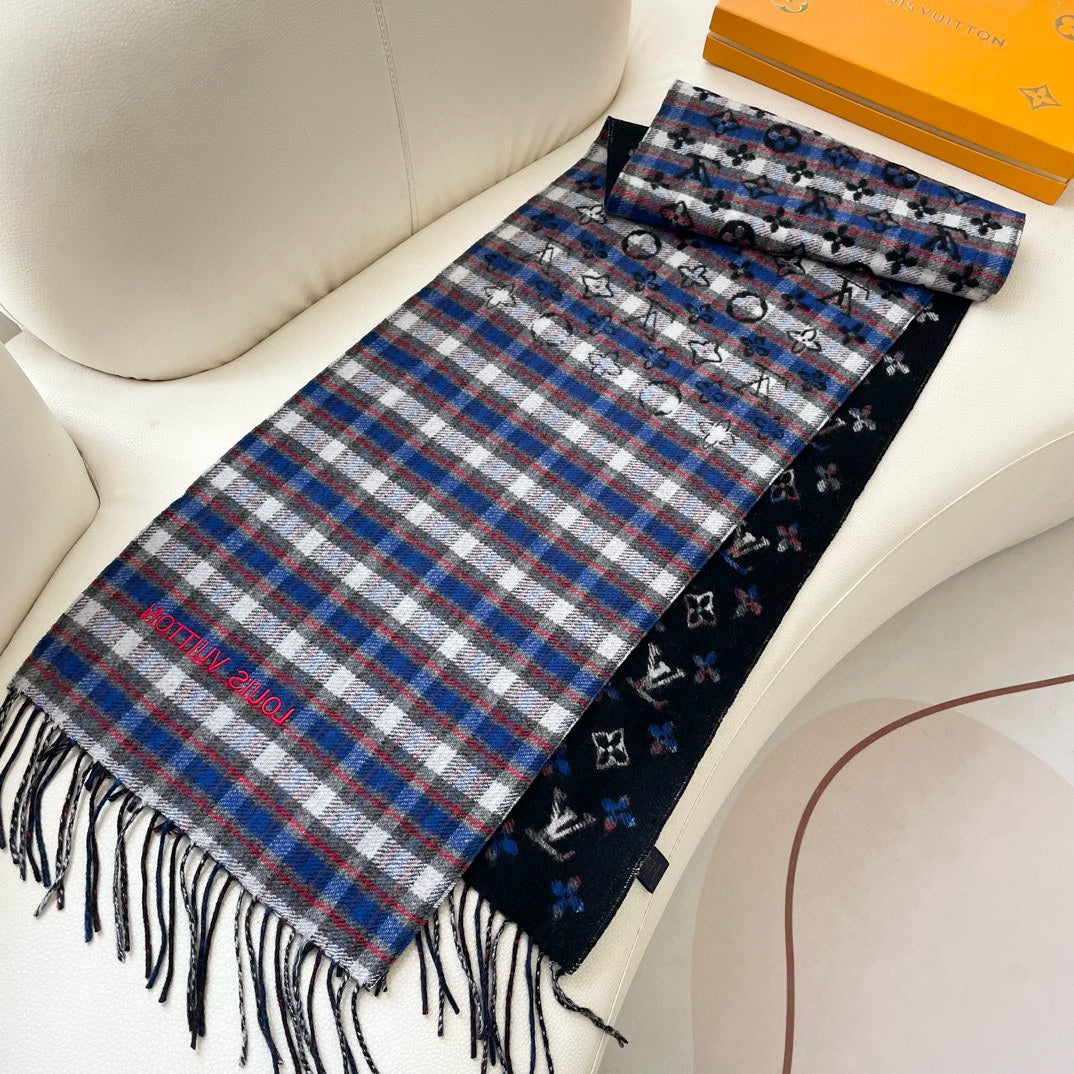 MONOGRAM GRADIENT TARTAN CITY SCARF 180 CM IN COLORFUL CASHMERE 391000 mysite