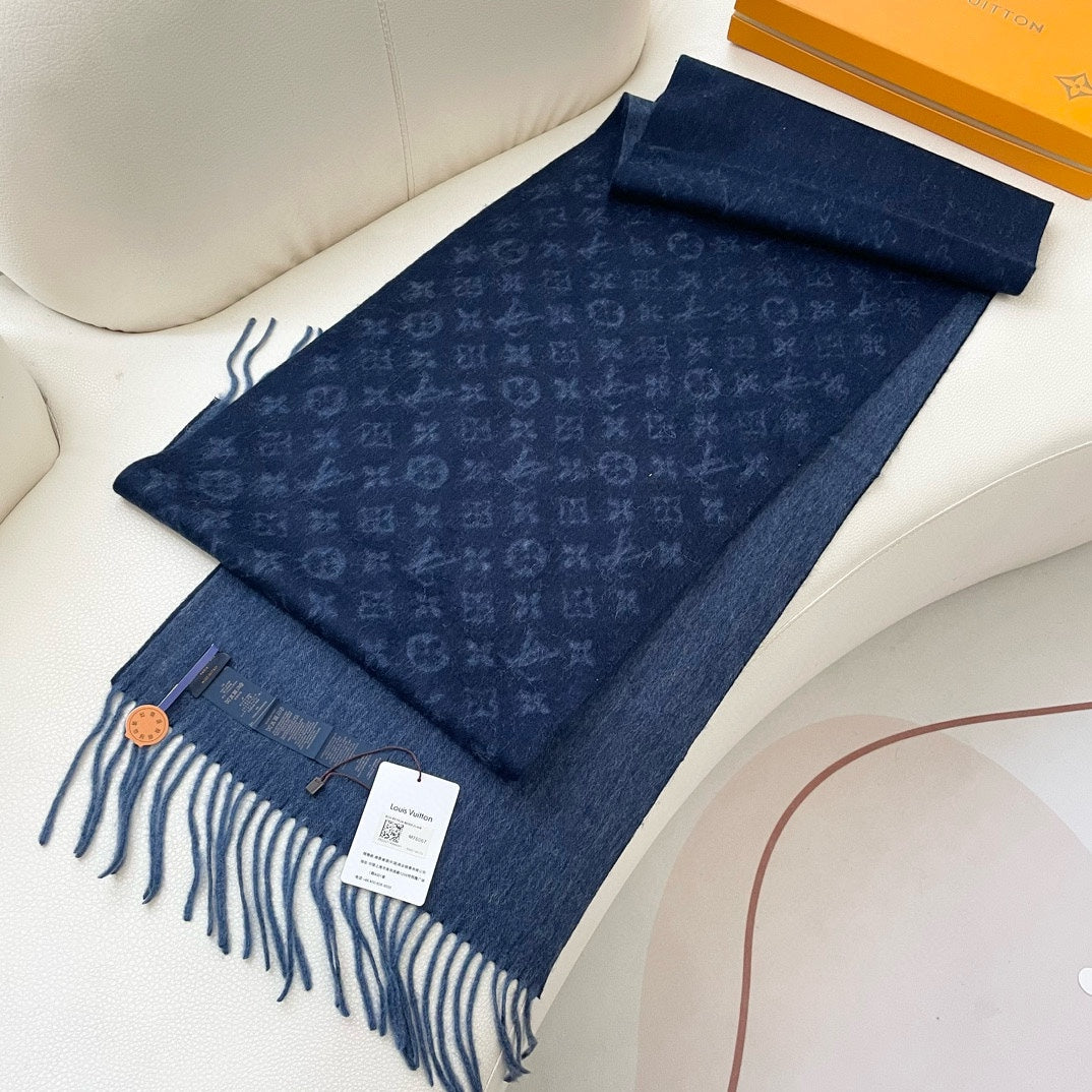 MONOGRAM GRADIENT 180 CM SCARF MIDNIGHT BLUE CASHMERE 392956 mysite