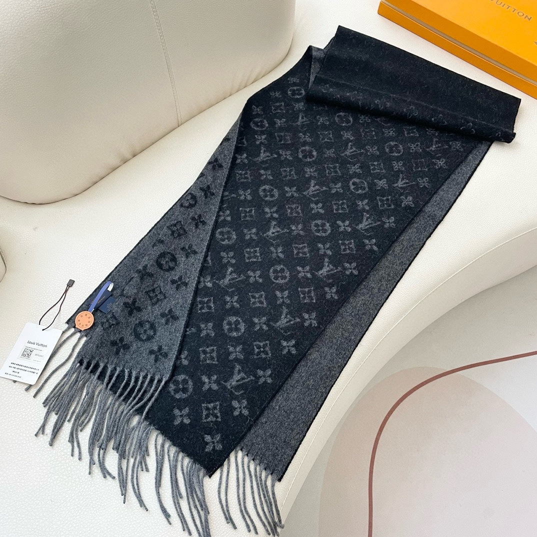 MONOGRAM GRADIENT 180 CM SCARF BLACK CASHMERE 392957 mysite