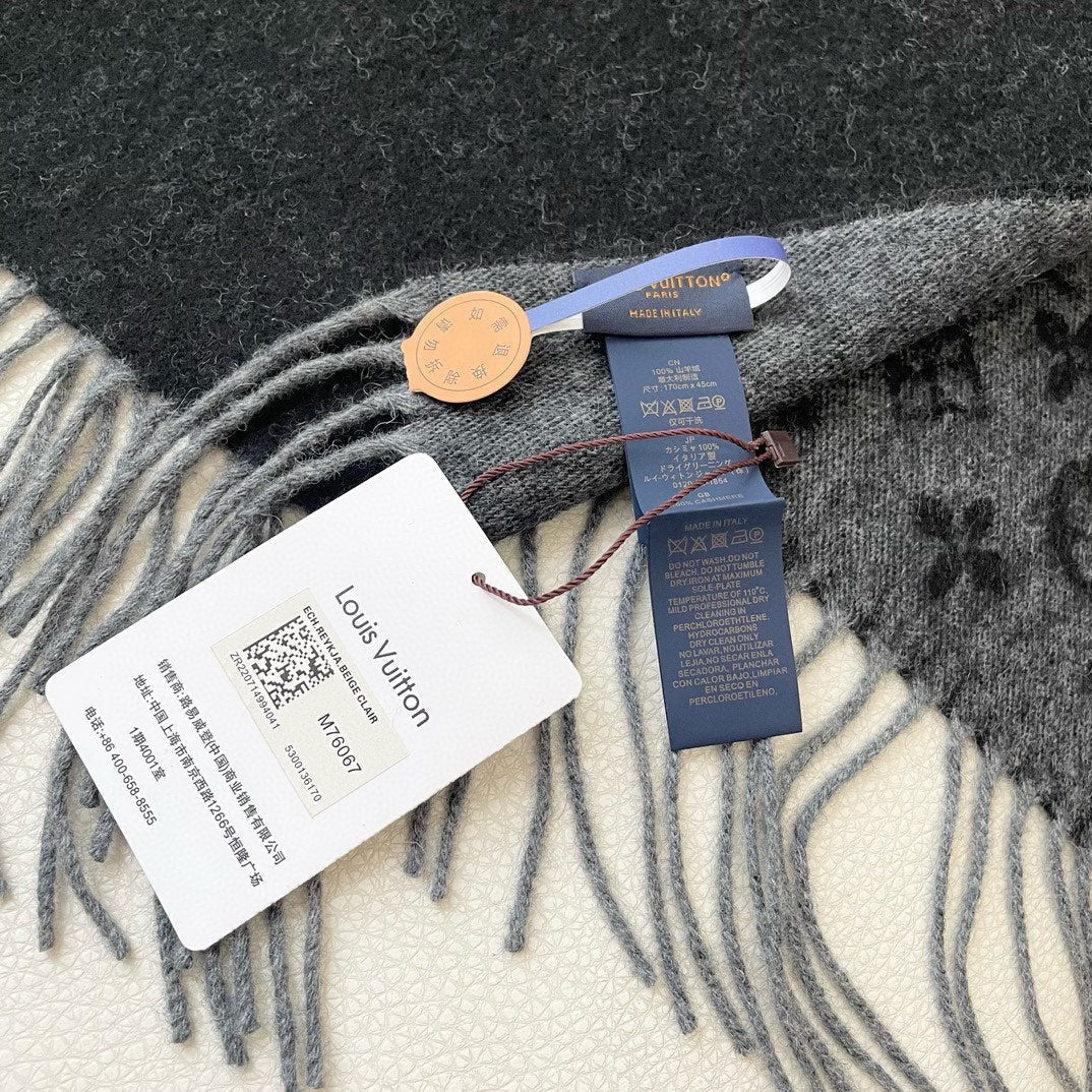 MONOGRAM GRADIENT 180 CM SCARF BLACK CASHMERE 392957 mysite