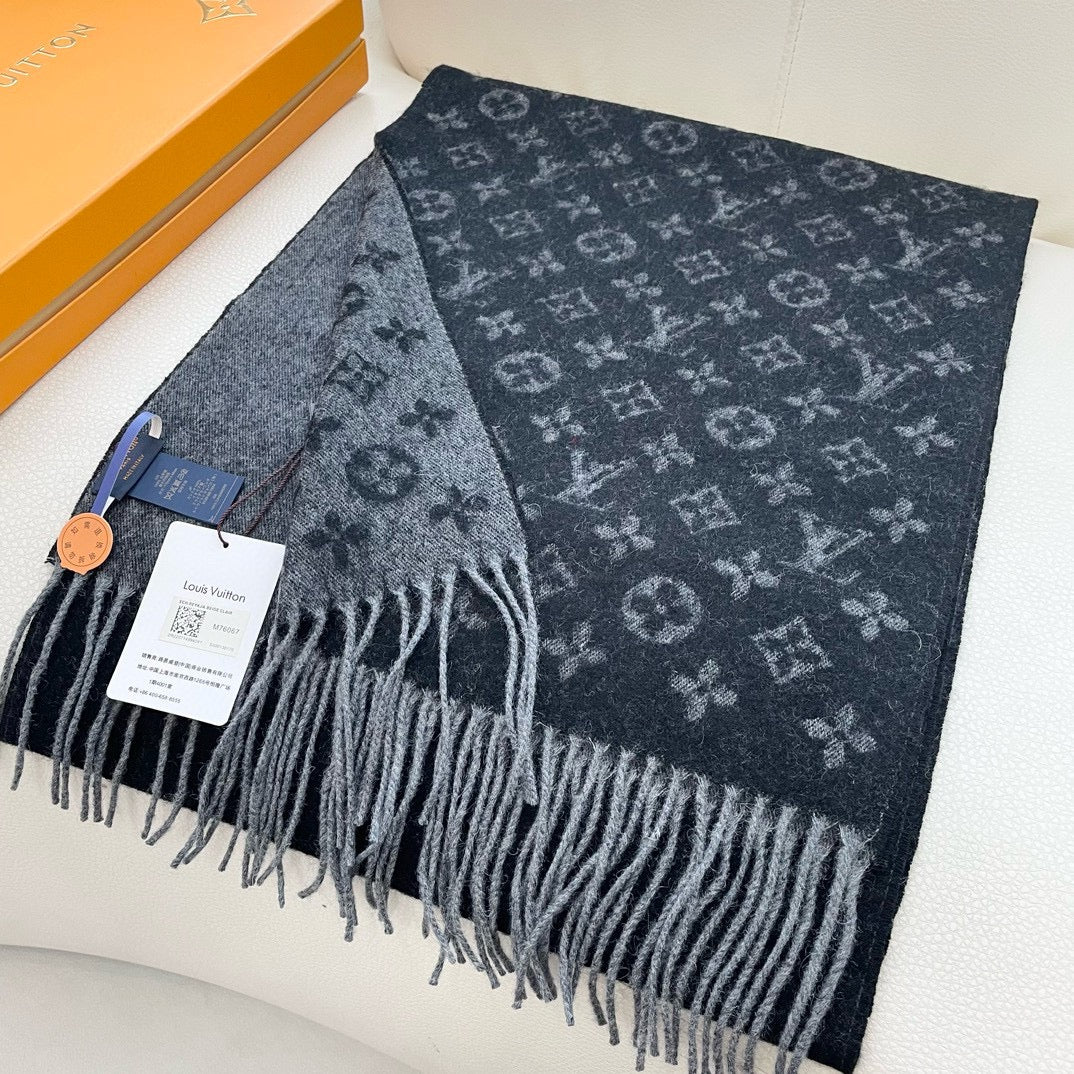MONOGRAM GRADIENT 180 CM SCARF BLACK CASHMERE 392957 mysite