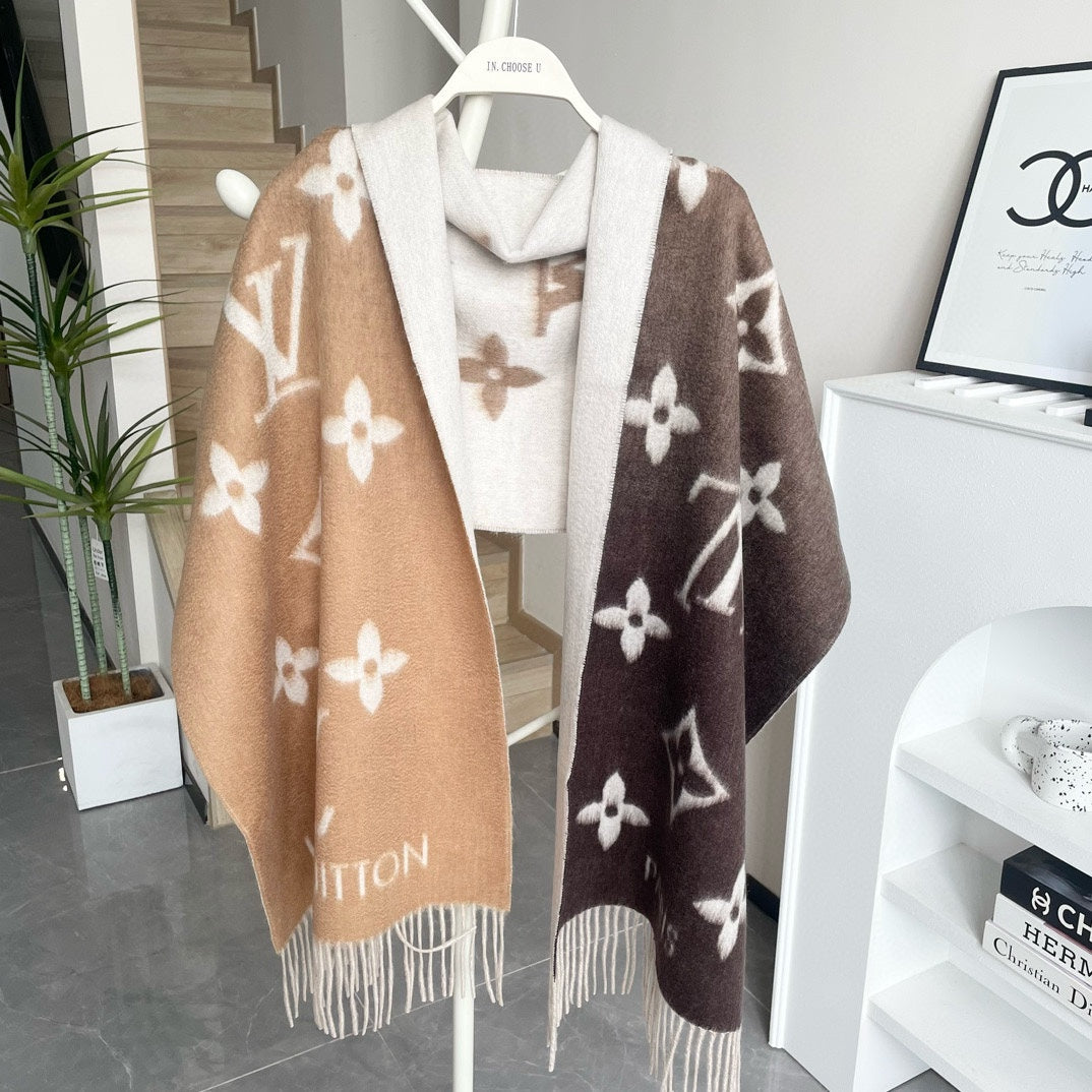 REYKJAVIK GRADIENT SCARF 220 CM IN CHOCOLATE MIX COPPER BROWN CASHMERE 399738 mysite