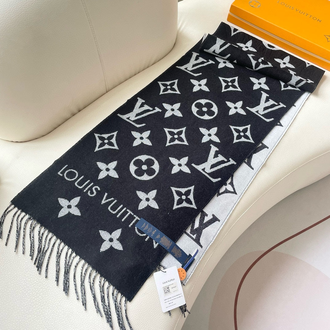 ESSENTIAL SCARF 186 CM IN BLACK WOOL 399773 mysite