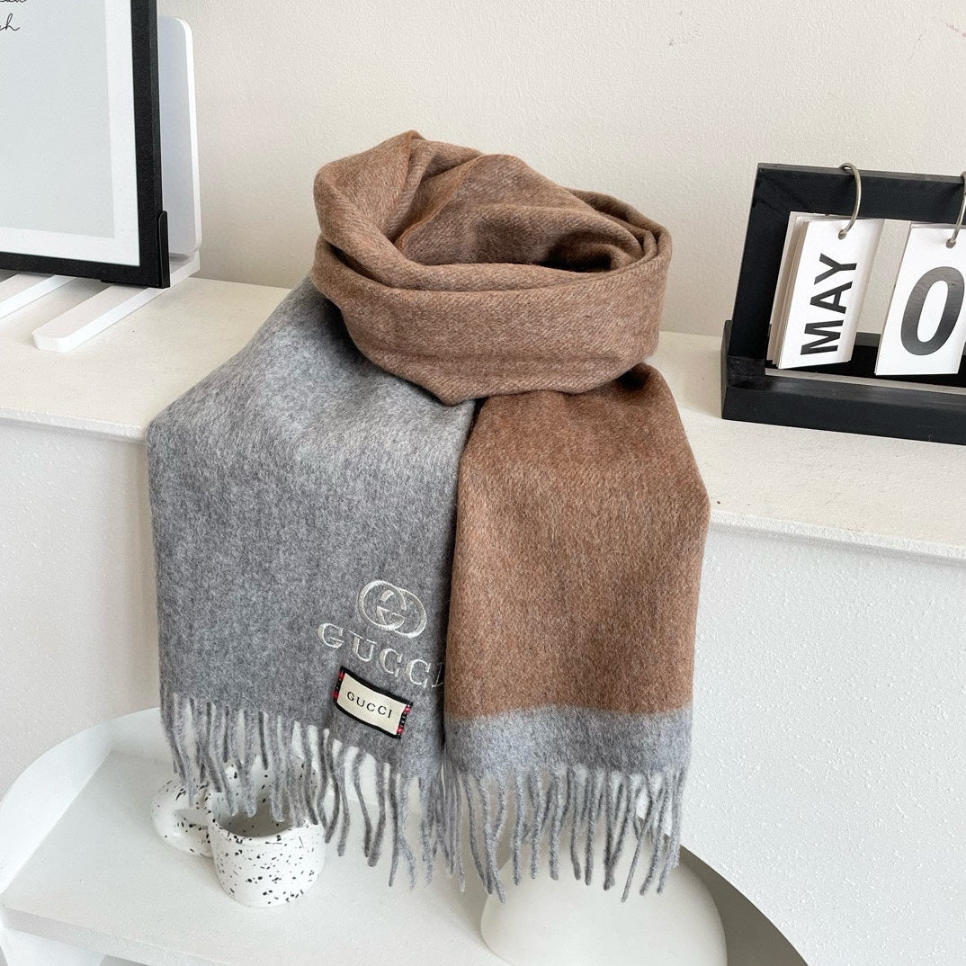 SCARF 190 CM IN DOVE GRAY MIX CAMEL BEIGE CASHMERE AND WOOL 399761 mysite