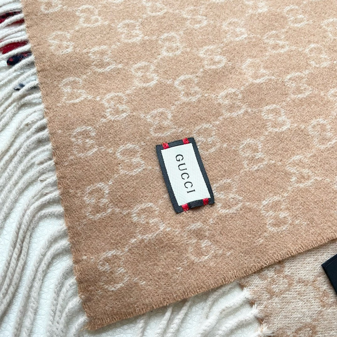 SCARF 200 CM IN PEANUT BROWN MONOGRAM CASHMERE  399766 mysite