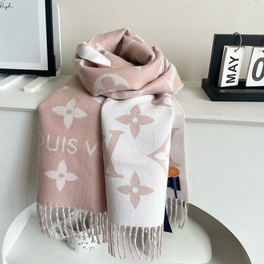 ESSENTIAL SCARF 186 CM IN BEIGE PINK WOOL 399779 mysite