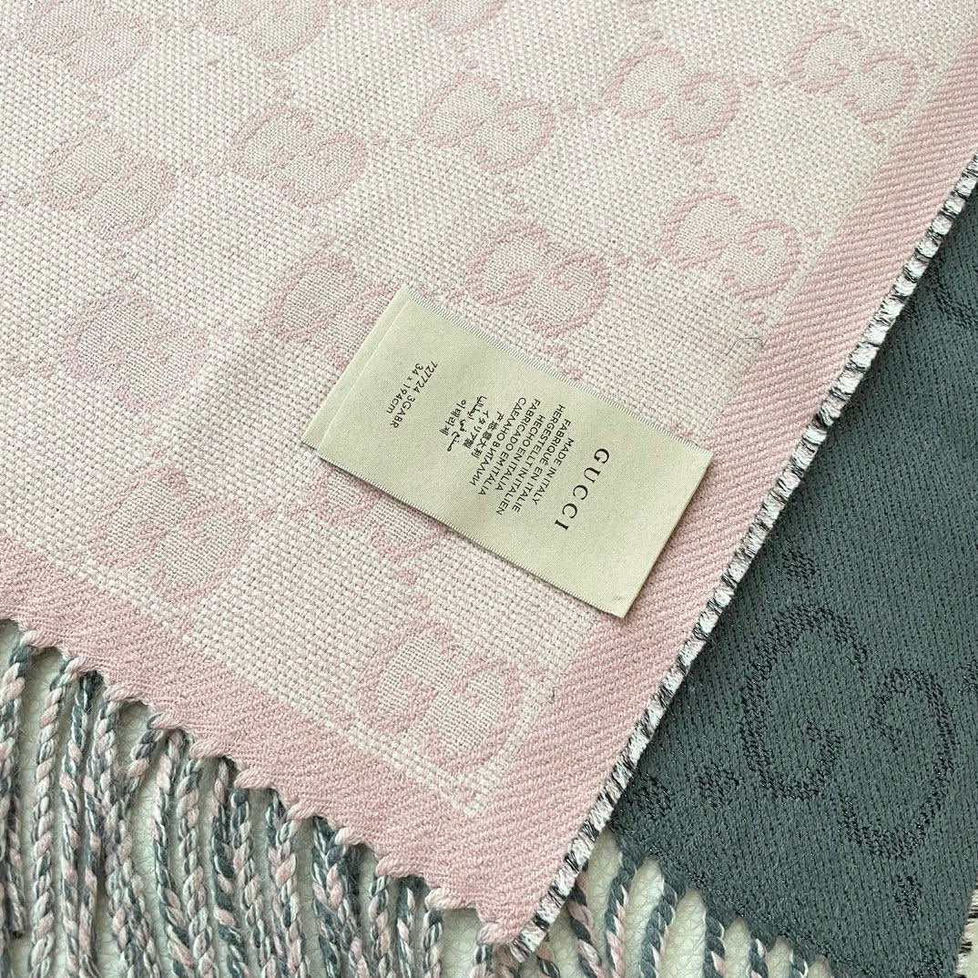 SCARF 195 CM IN SHARK GRAY AND LIGHT PINK CASHMERE 401404 mysite