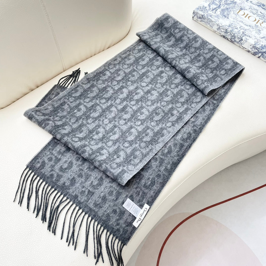 SCARF 180 CM IN MOUSE GRAY CASHMERE AND WOOL 405471 mysite