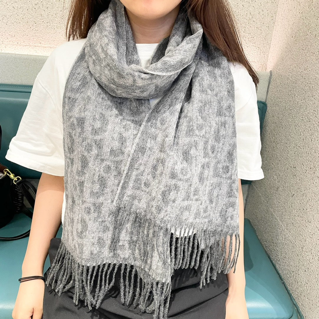 SCARF 180 CM IN MOUSE GRAY CASHMERE AND WOOL 405471 mysite