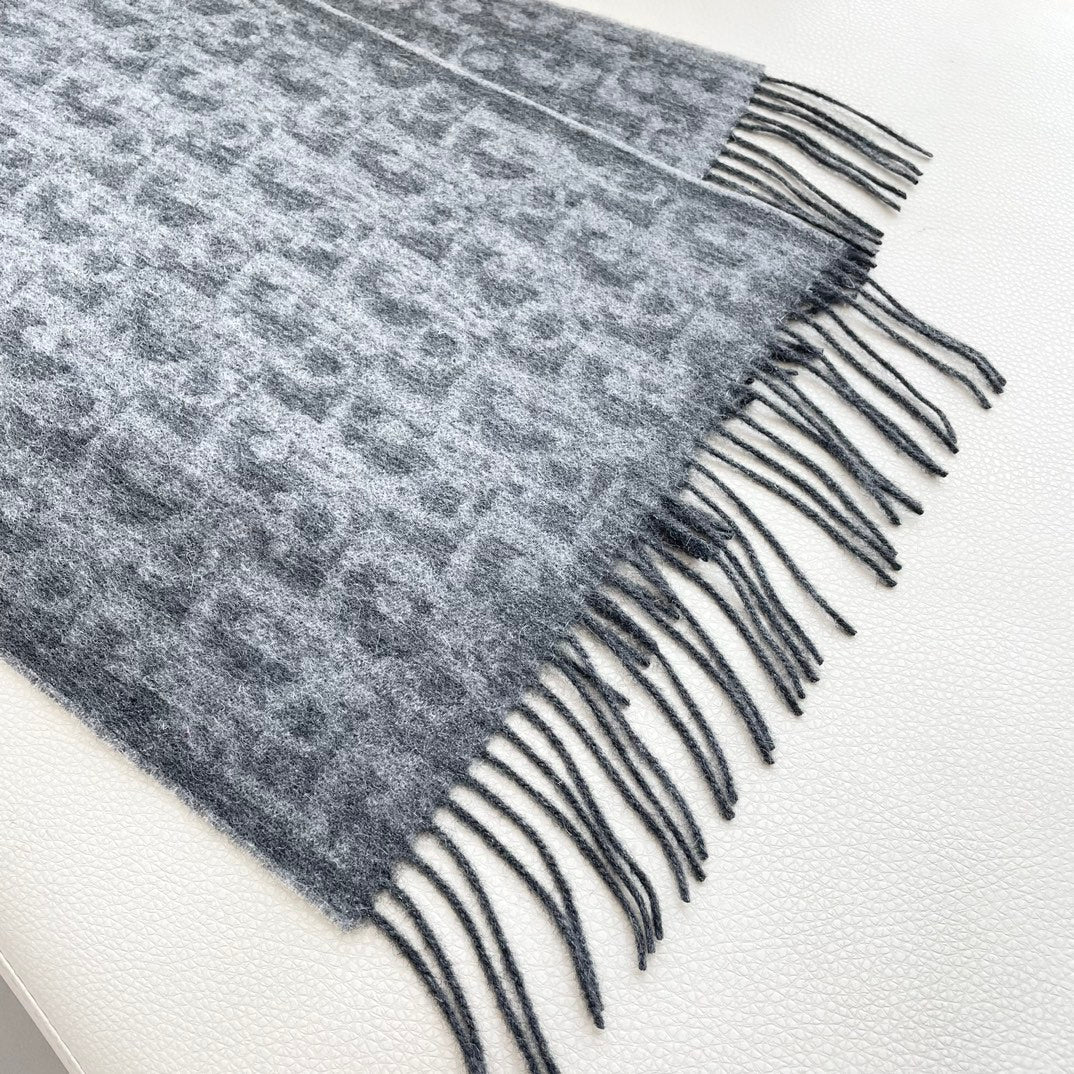 SCARF 180 CM IN MOUSE GRAY CASHMERE AND WOOL 405471 mysite