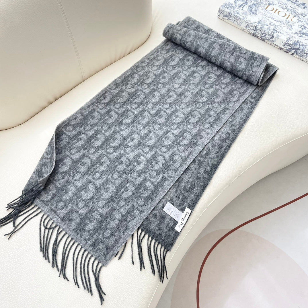 SCARF 180 CM IN MOUSE GRAY CASHMERE AND WOOL 405471 mysite