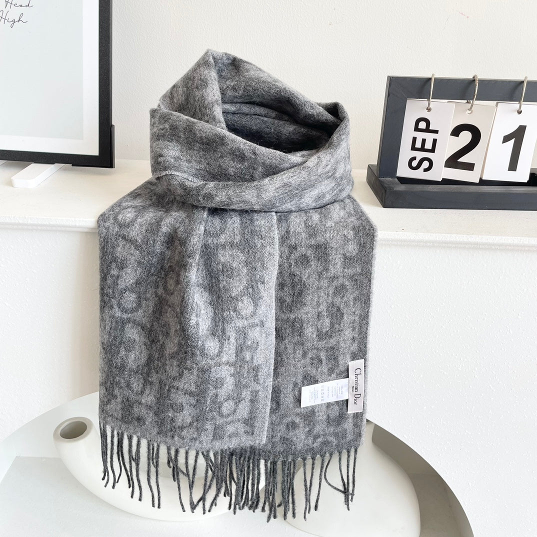 SCARF 180 CM IN MOUSE GRAY CASHMERE AND WOOL 405471 mysite