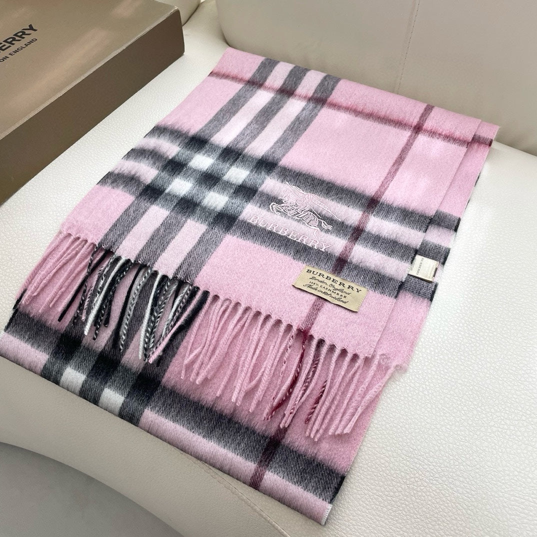 CHECK SCARF 180 CM IN LIGHT PINK MIX BLACK CASHMERE 405486 mysite