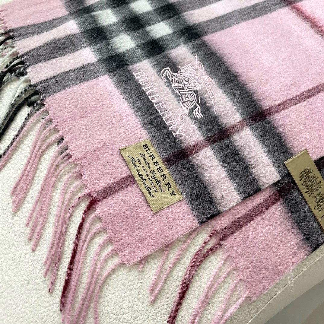 CHECK SCARF 180 CM IN LIGHT PINK MIX BLACK CASHMERE 405486 mysite