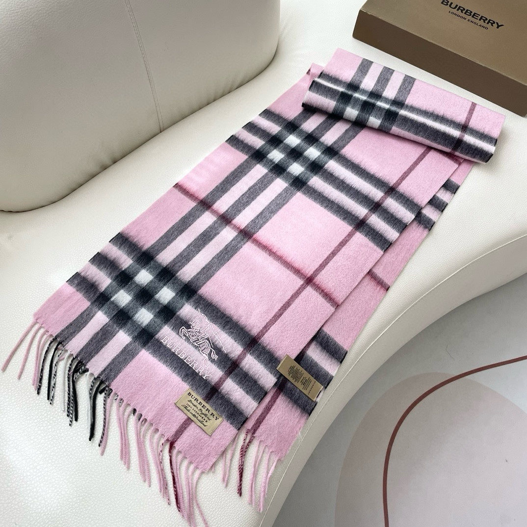 CHECK SCARF 180 CM IN LIGHT PINK MIX BLACK CASHMERE 405486 mysite