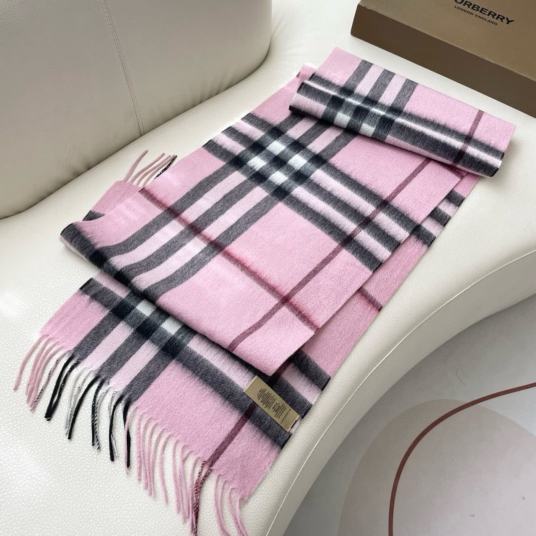 CHECK SCARF 180 CM IN LIGHT PINK MIX BLACK CASHMERE 405486 mysite