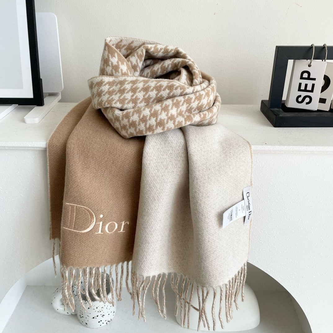 SCARF 180 CM CAMEL BEIGE WOOL AND CASHMERE 407335 mysite