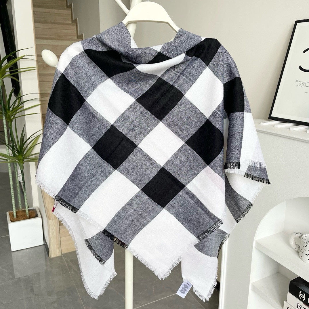 CHECK CASHMERE SCARF 120 CM WHITE 407343 mysite