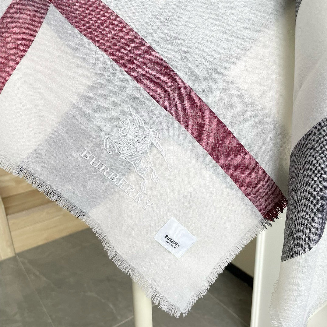 CHECK CASHMERE SCARF 120 CM WHITE 407343 mysite