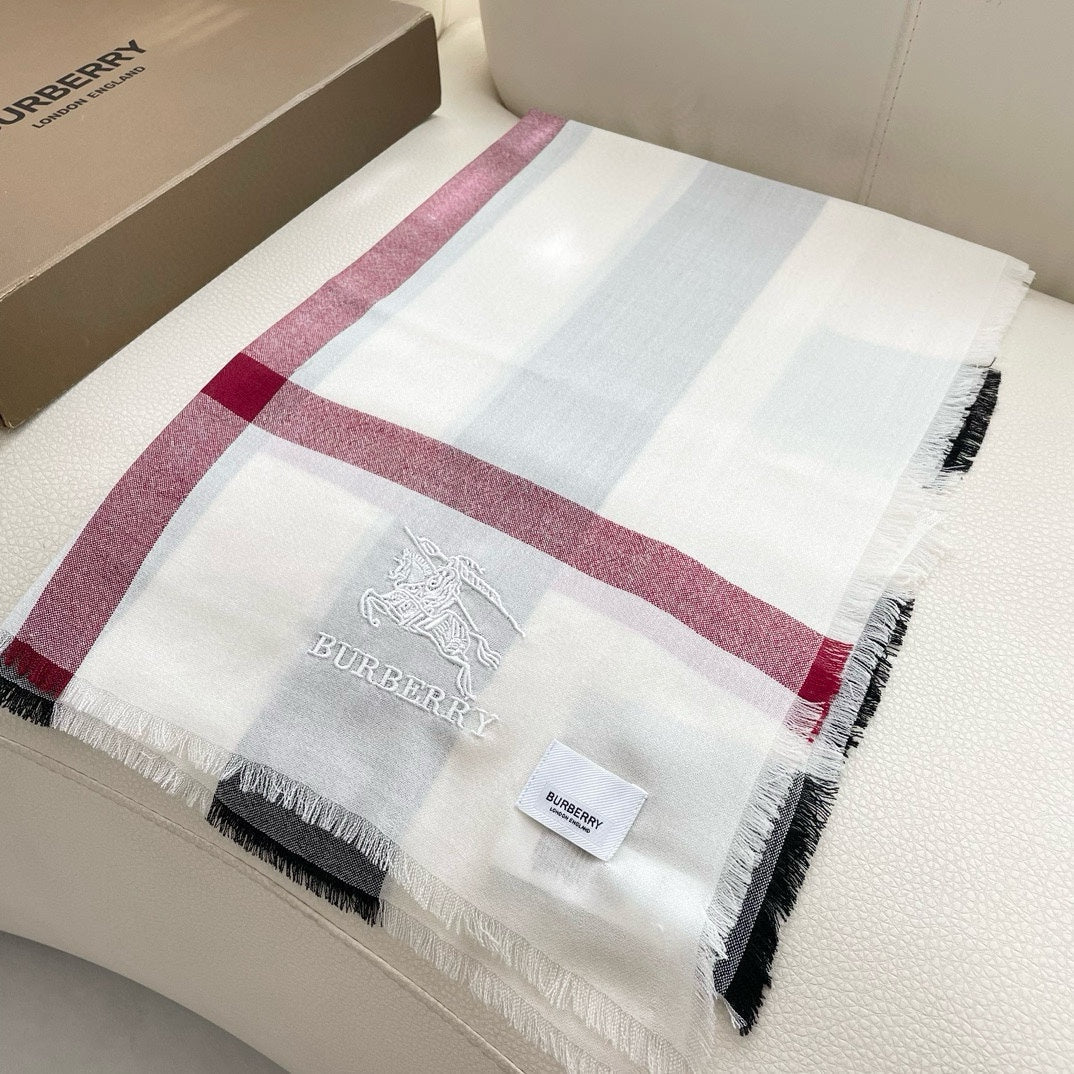 CHECK CASHMERE SCARF 120 CM WHITE 407343 mysite