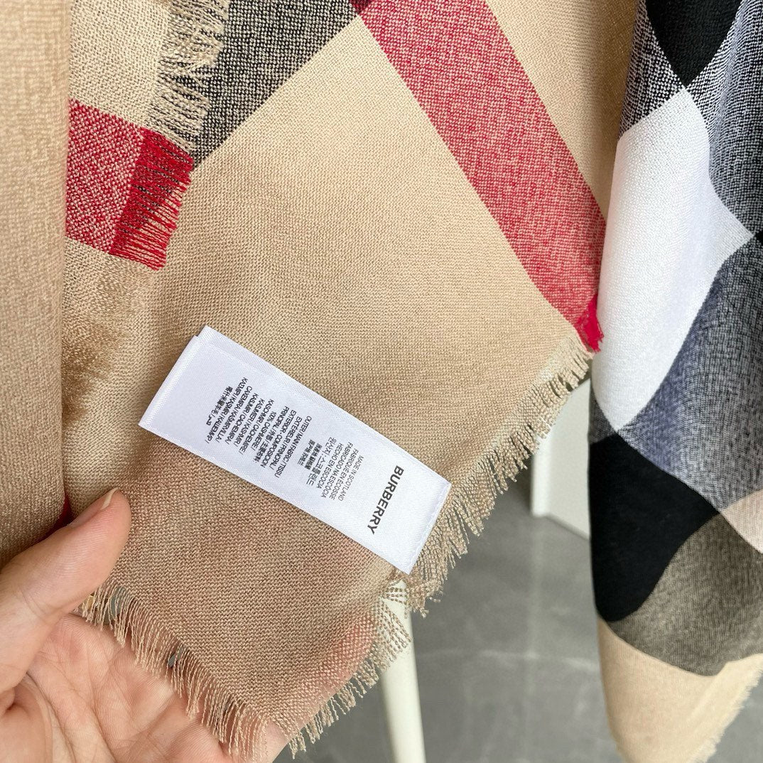 CHECK CASHMERE SCARF 120 CM TAN BROWN 407344 mysite