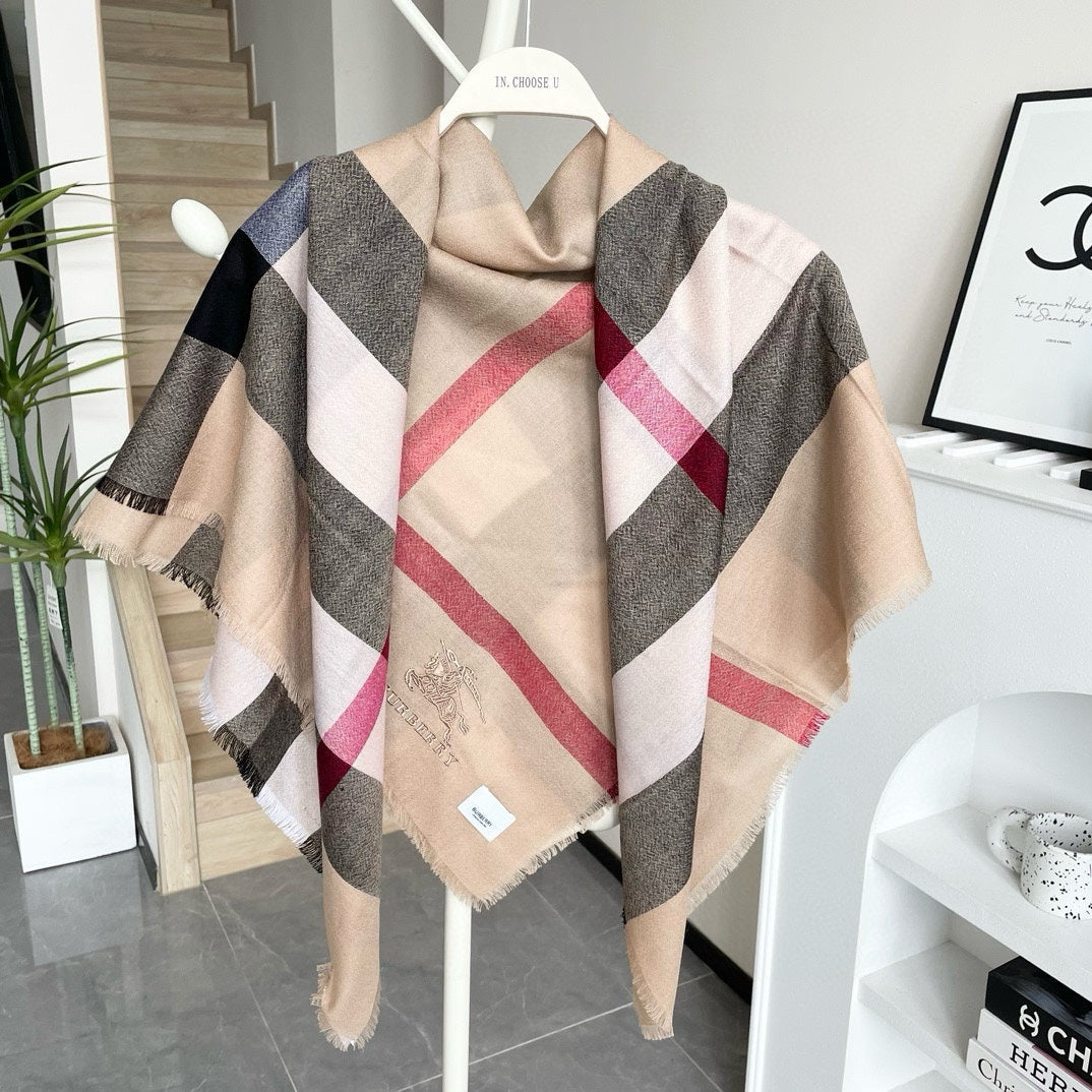 CHECK CASHMERE SCARF 120 CM TAN BROWN 407344 mysite