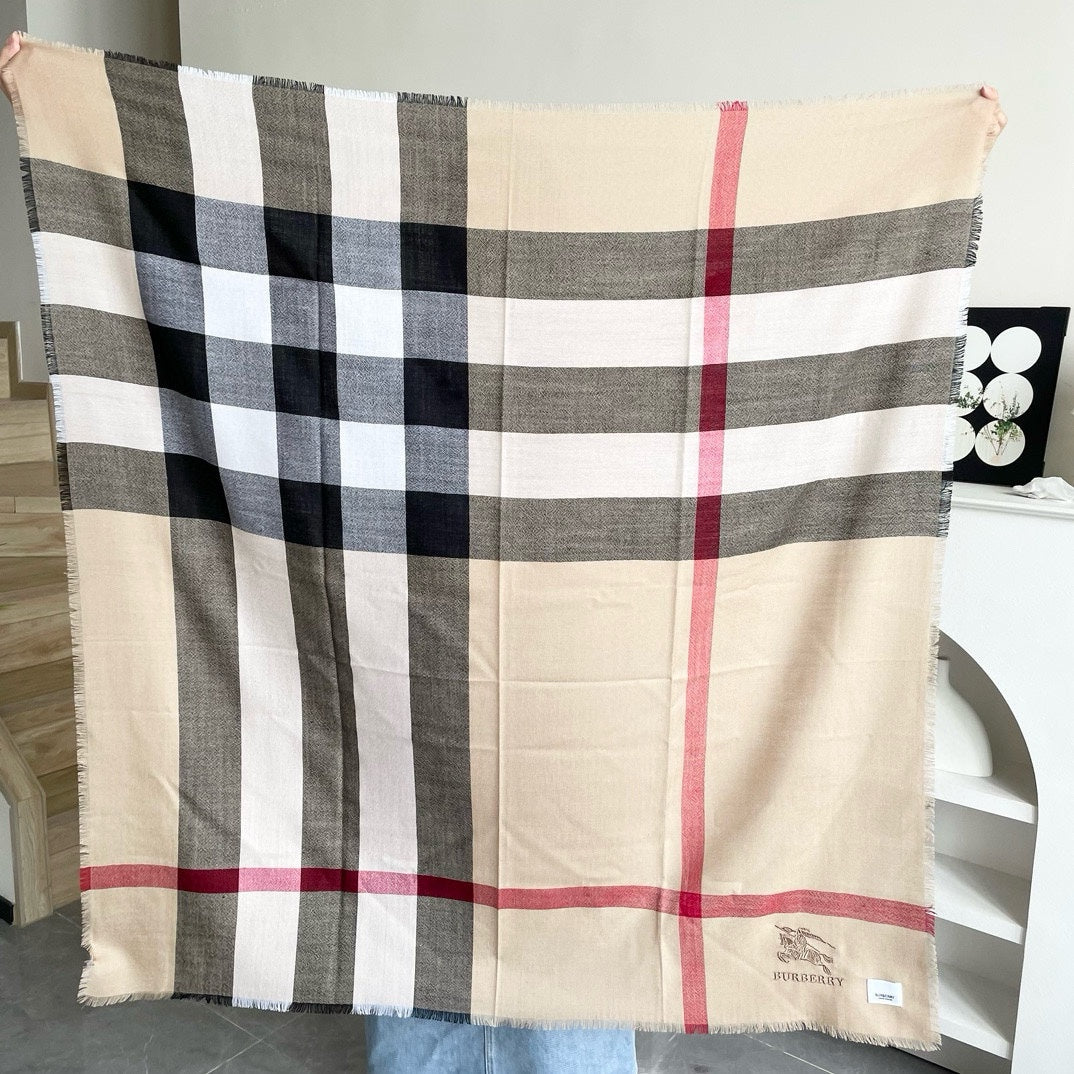 CHECK CASHMERE SCARF 120 CM TAN BROWN 407344 mysite