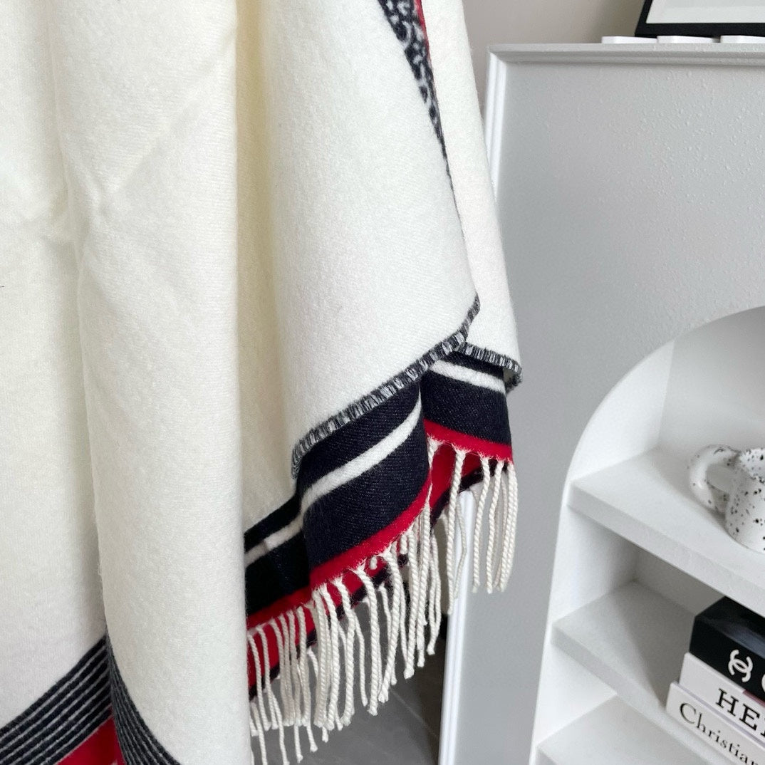 LARGE SHAWL 140 CM IN WHITE MIX COLORFUL CASHMERE AND WOOL 416843 mysite