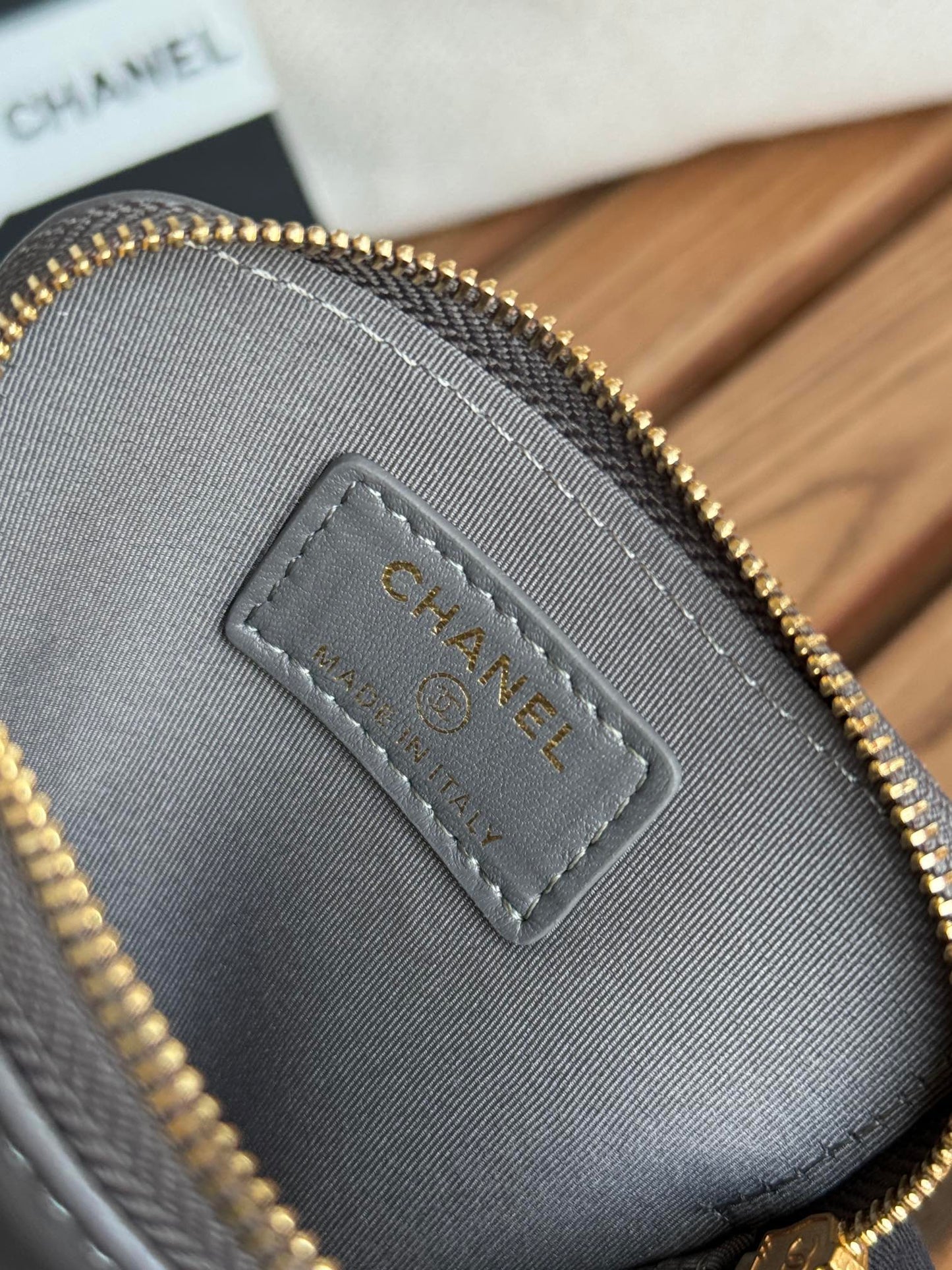 cc 19 zipped coin purse 11cm grey lambskin gold hardware mysite