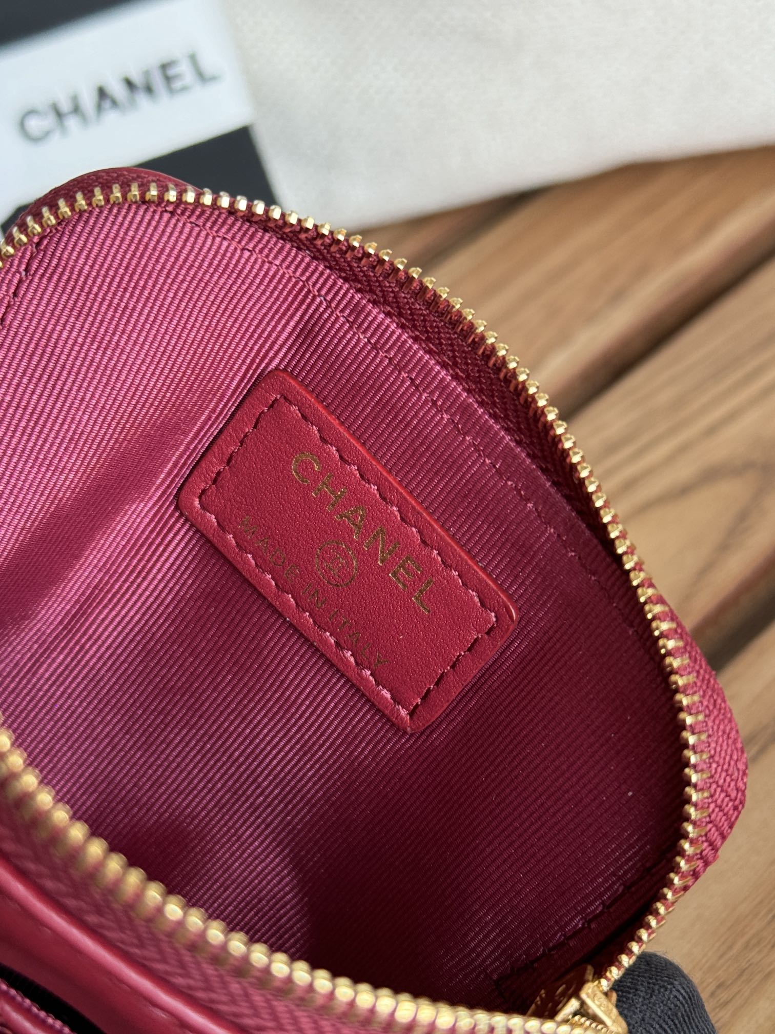 cc 19 zipped coin purse 11cm burgundy lambskin gold hardware mysite