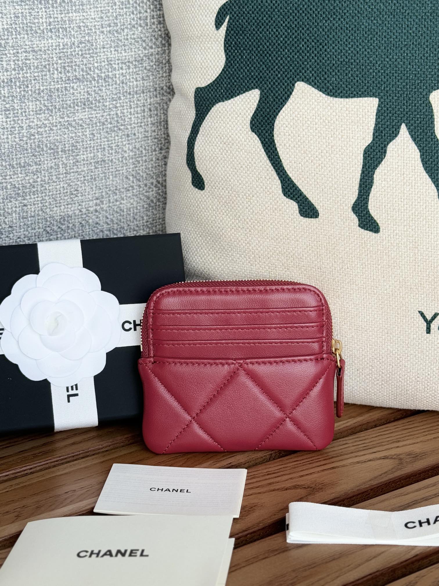 cc 19 zipped coin purse 11cm burgundy lambskin gold hardware mysite