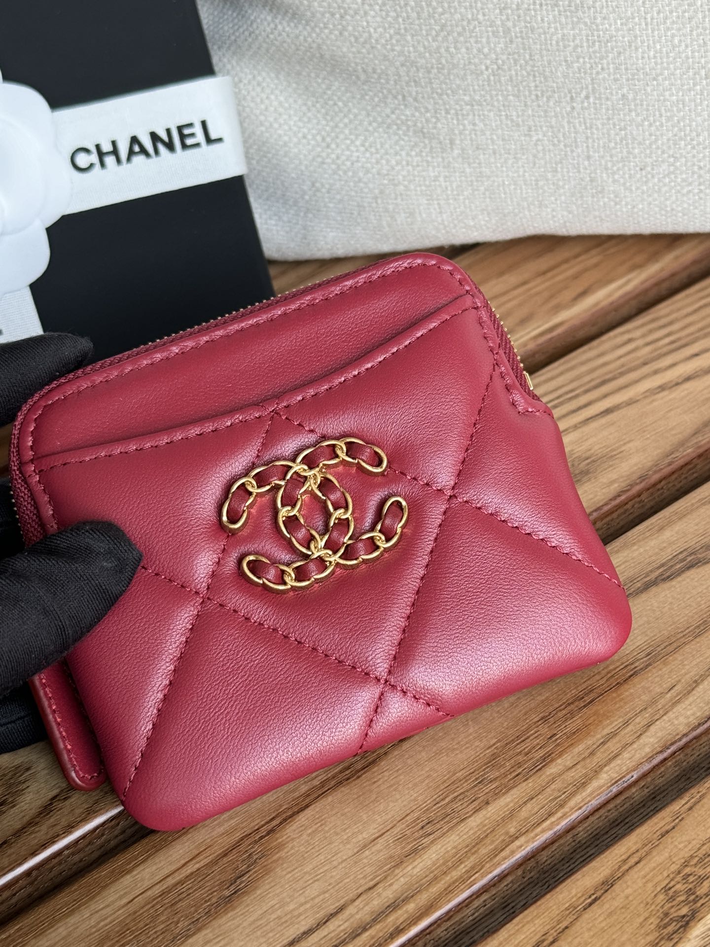cc 19 zipped coin purse 11cm burgundy lambskin gold hardware mysite