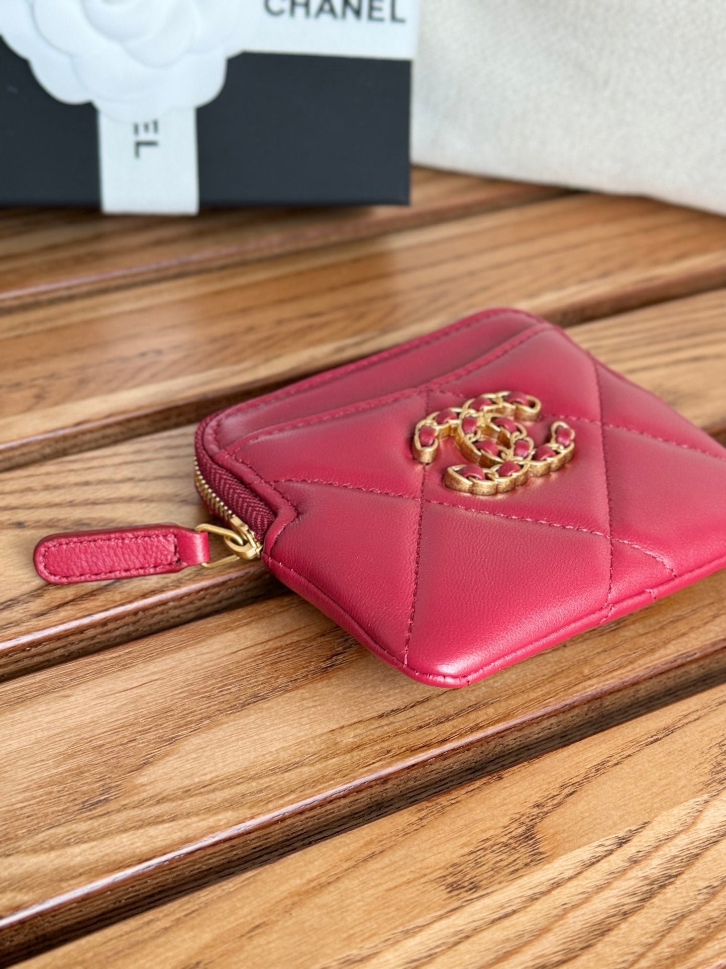 cc 19 zipped coin purse 11cm burgundy lambskin gold hardware mysite