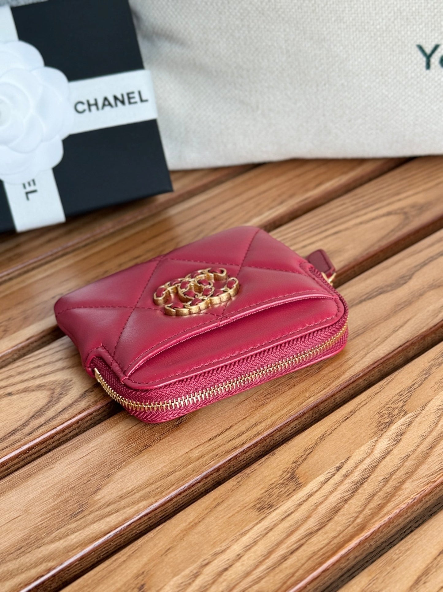 cc 19 zipped coin purse 11cm burgundy lambskin gold hardware mysite