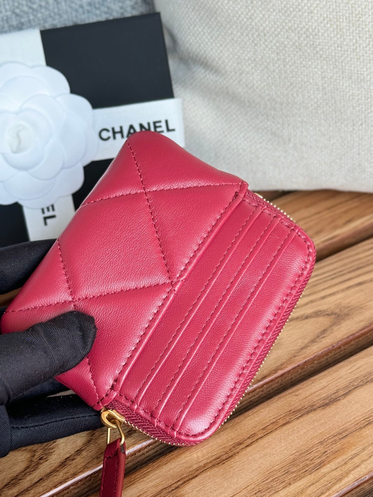 cc 19 zipped coin purse 11cm burgundy lambskin gold hardware mysite