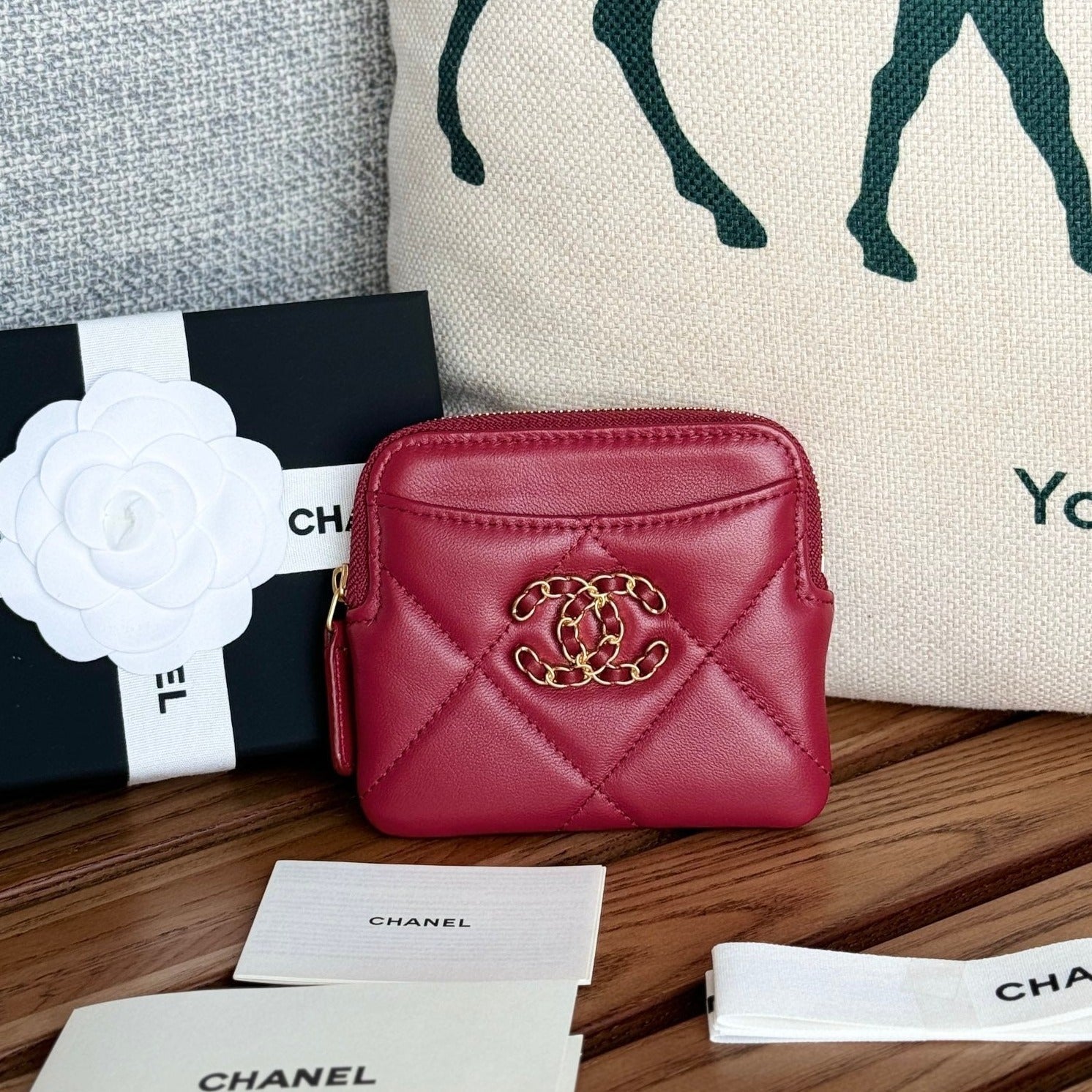 cc 19 zipped coin purse 11cm burgundy lambskin gold hardware mysite