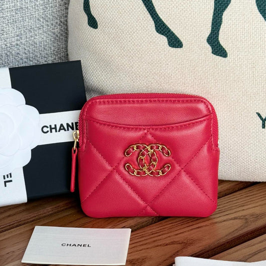 cc 19 zipped coin purse 11cm black lambskin gold hardware mysite