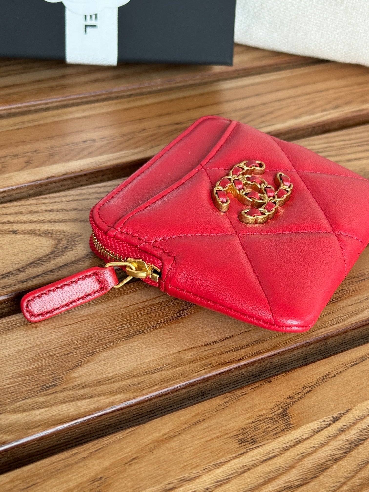 cc 19 zipped coin purse 11cm black lambskin gold hardware mysite