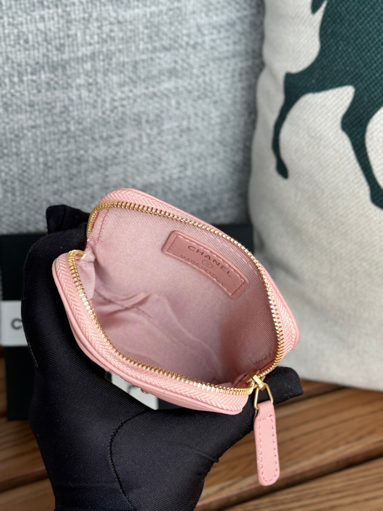 cc 19 zipped coin purse 11cm pink lambskin gold hardware mysite