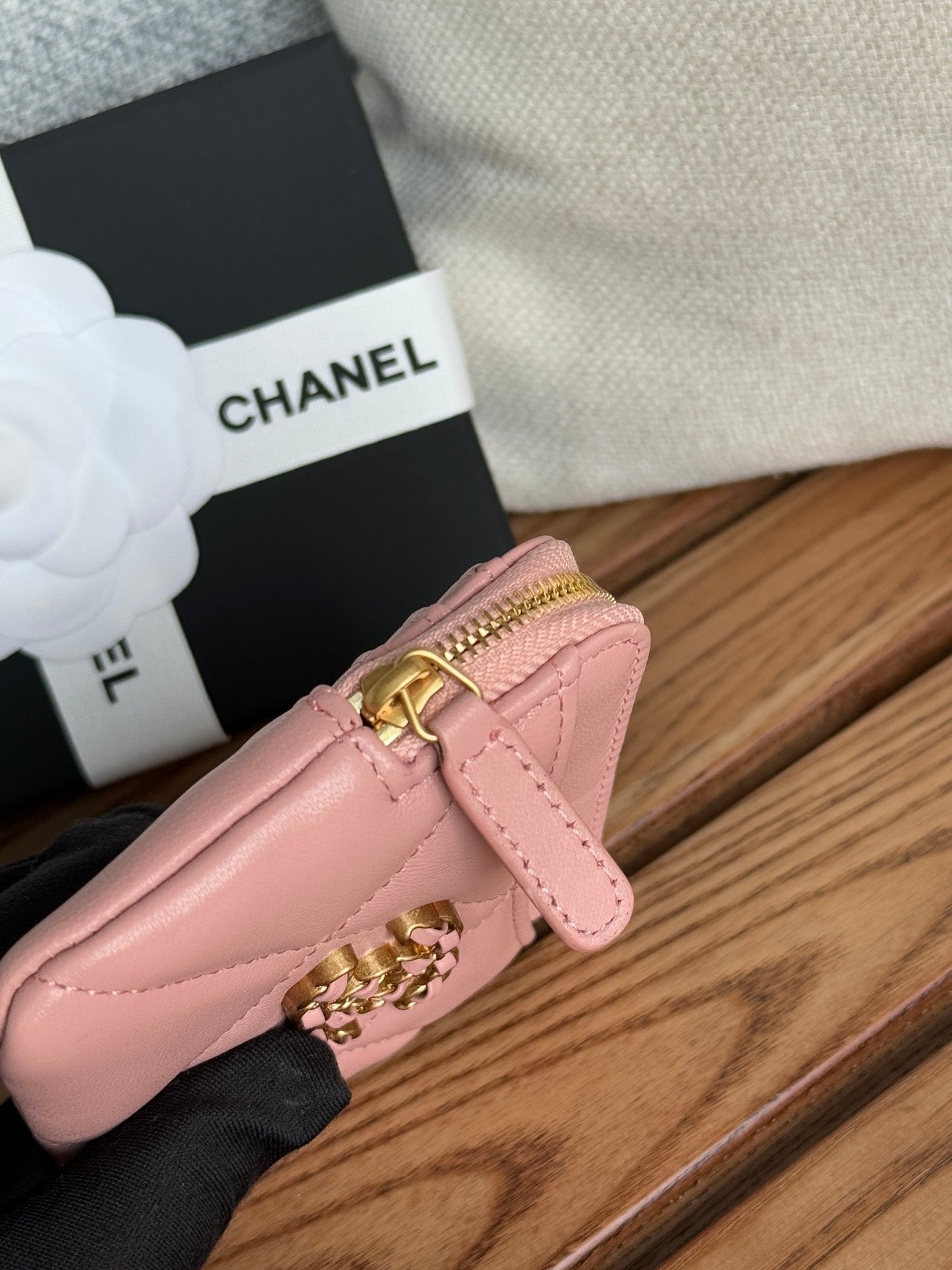 cc 19 zipped coin purse 11cm pink lambskin gold hardware mysite