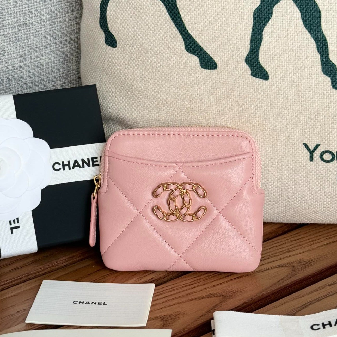 cc 19 zipped coin purse 11cm pink lambskin gold hardware mysite