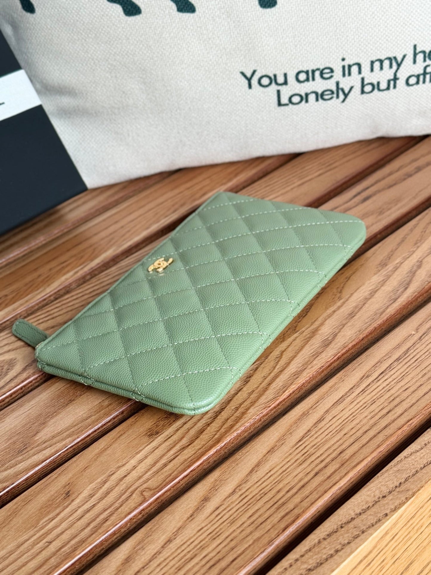 cc zipped wallet 20cm green quilted caviar gold hardware mysite