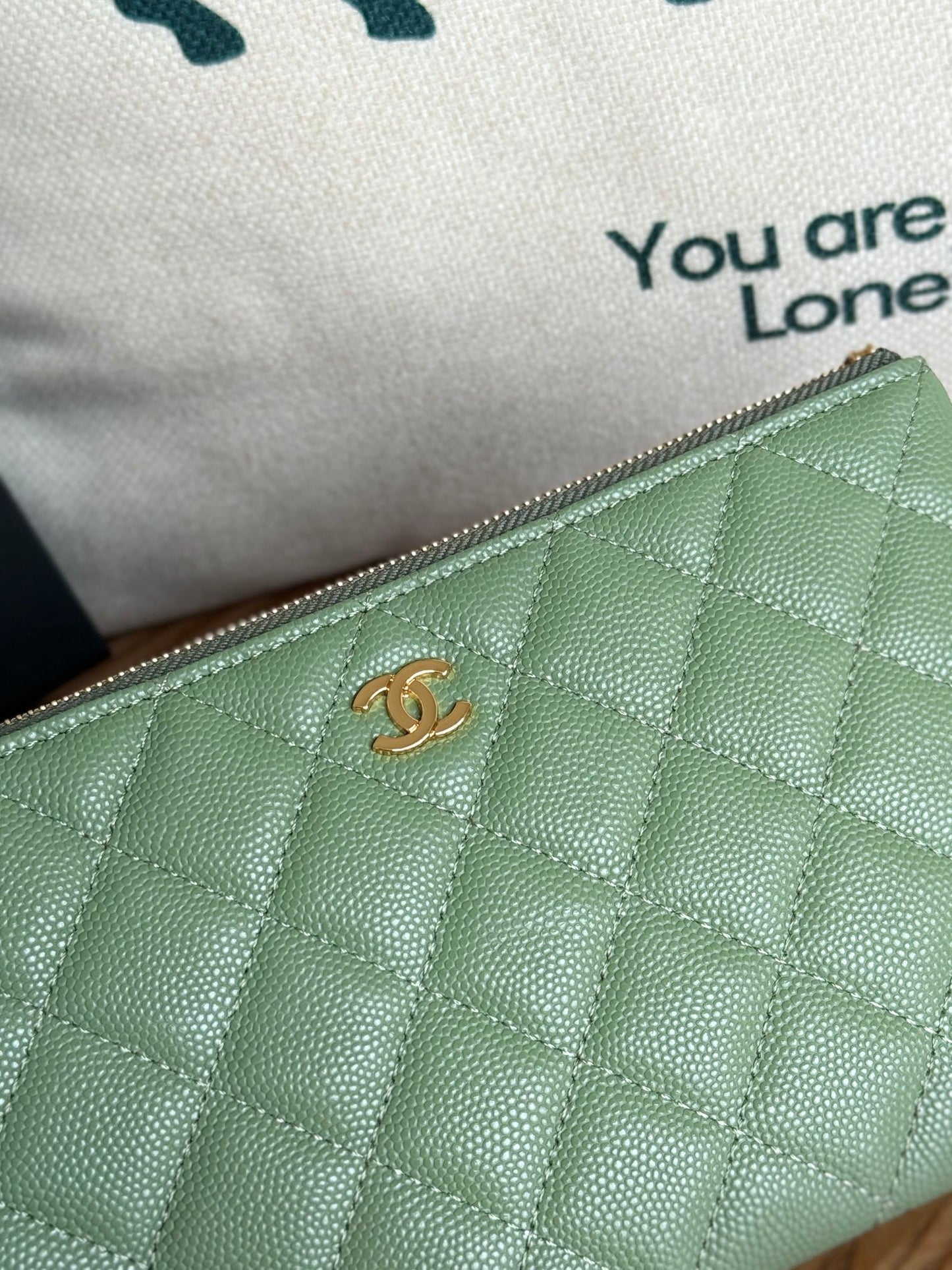 cc zipped wallet 20cm green quilted caviar gold hardware mysite