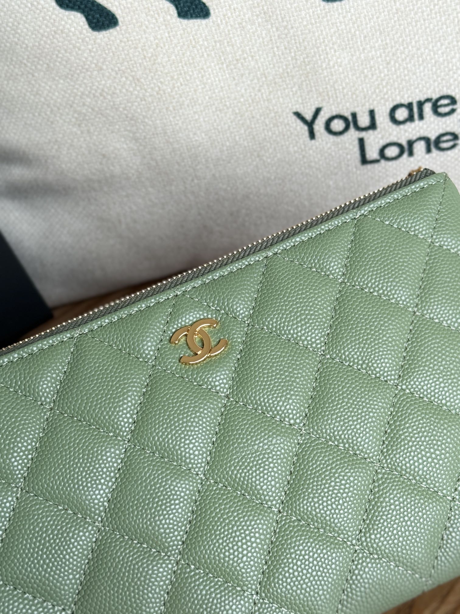 cc zipped wallet 20cm green quilted caviar gold hardware mysite